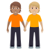 🧑🏽‍🤝‍🧑🏼 people holding hands: medium skin tone, medium-light skin tone display on JoyPixels